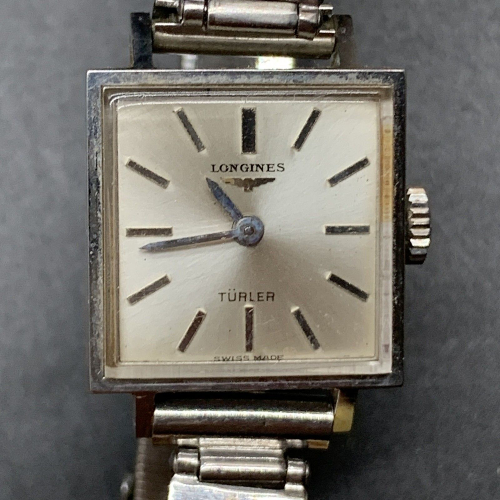 N344可動 LONGINES 手巻き腕時計 スクエア文字盤 アイボリー