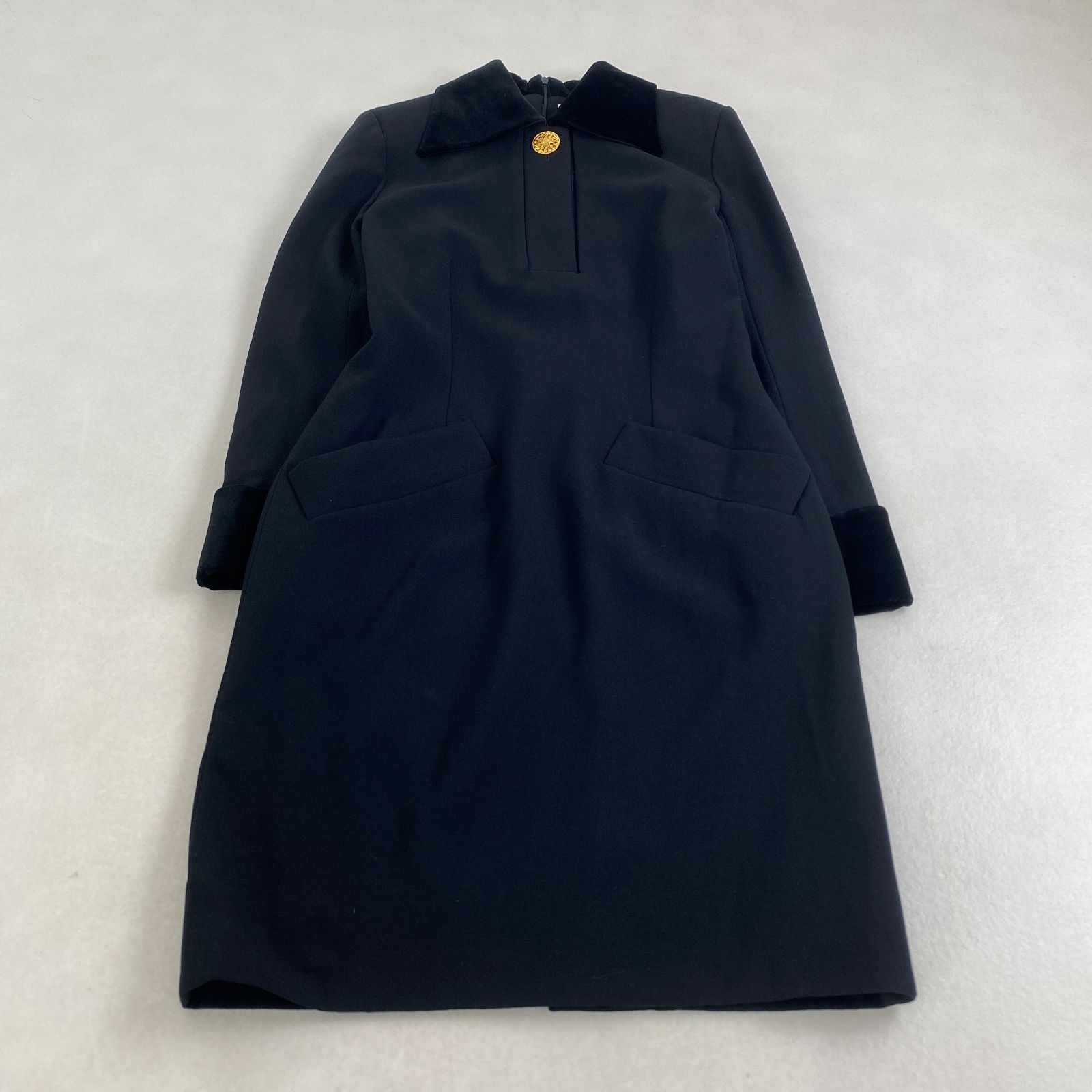 セリーヌ ワンピース ベロア 金ボタン ブラック 38 M L相当 CELINE