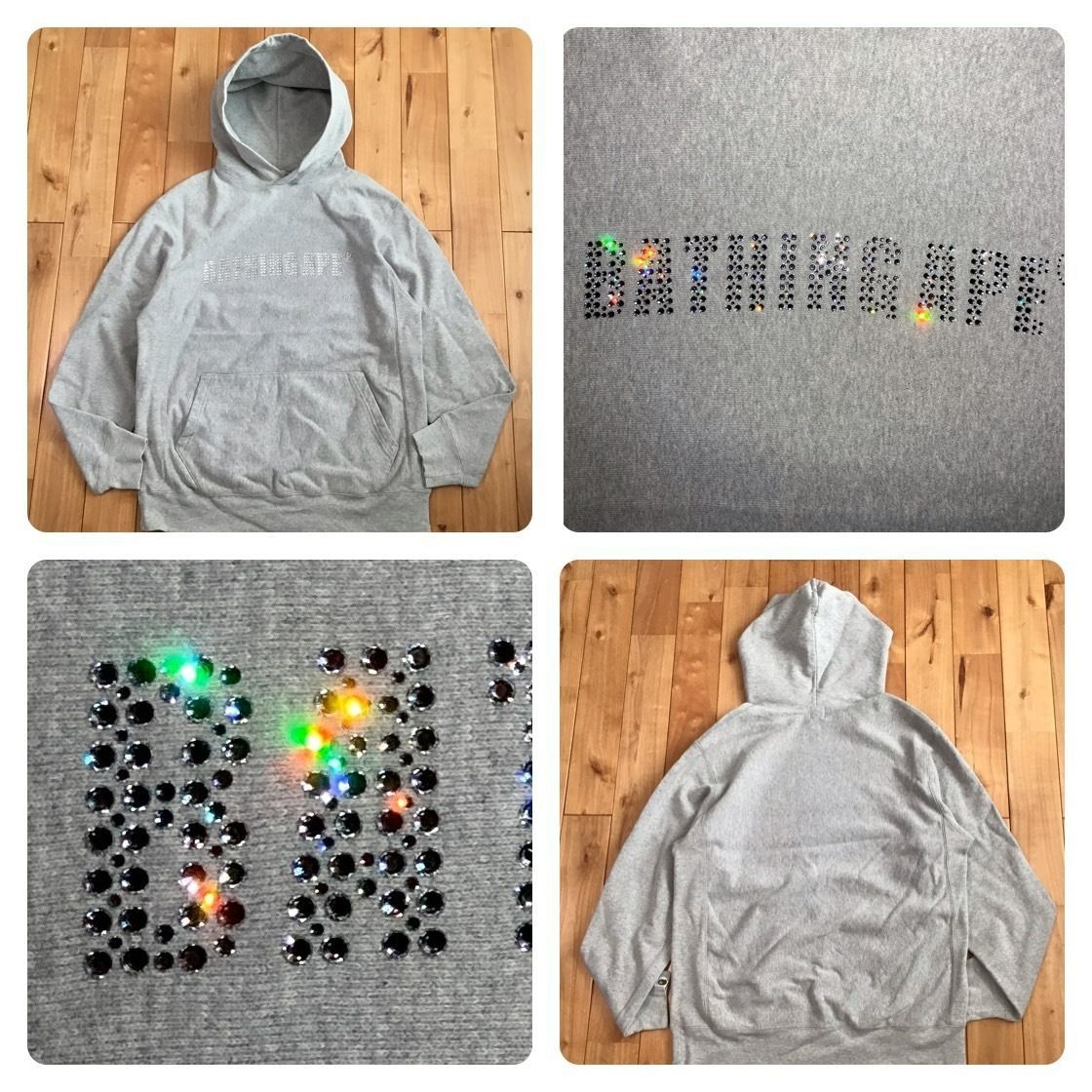 Swarovski BAPE LOGO プルオーバー パーカー Mサイズ グレー a bathing ape pullover hoodie  スワロフスキー エイプ ベイプ NIGO - メルカリ