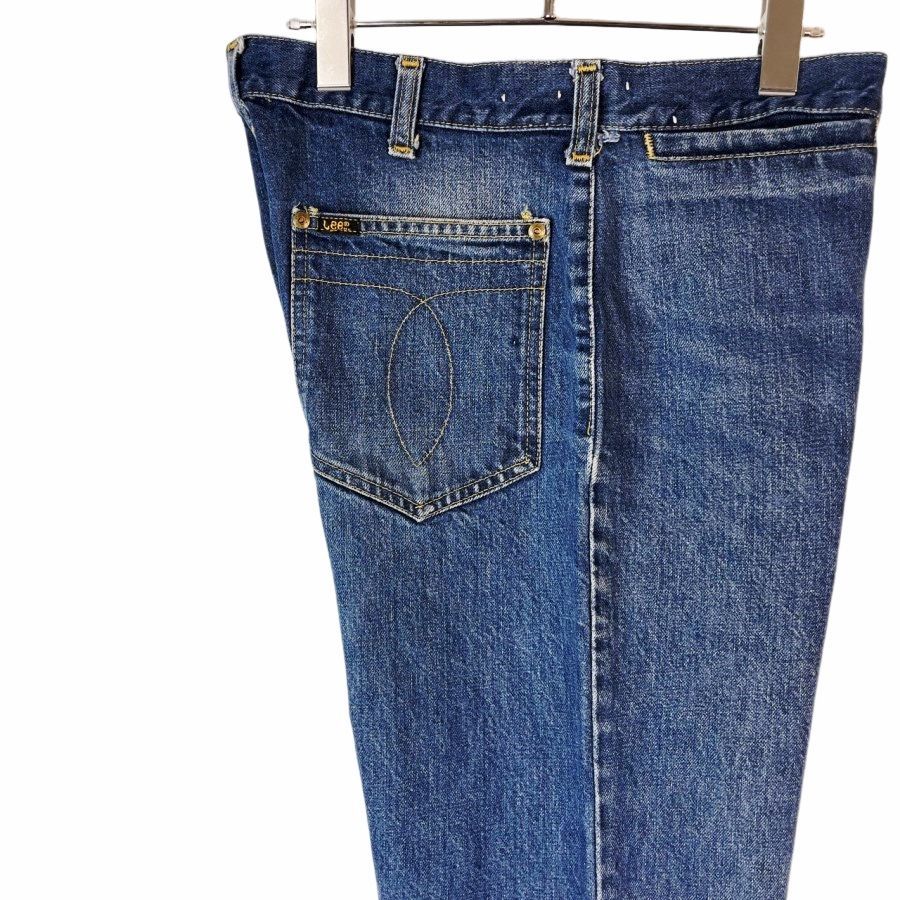70s80sリーLeeデニムパンツウォッシュドデニム青ブルーコインポケット