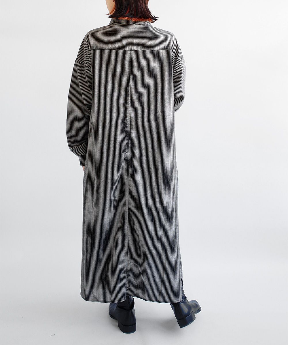 送料無料】 D*g*y 先染め ストライプ 裾ラウンド シャツ ワンピース 春