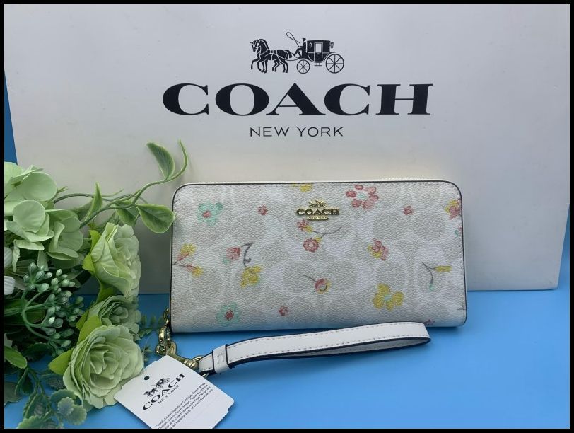 COACH 長財布 コーチ 財布 花柄 レディース アコーディオン ウォレット プレゼント 贈り物 ギフト ラウンドファスナー ロング ジップ ファッション ブランド 誕生日 記念品 新品 未使用  C8695 A101Z-X1