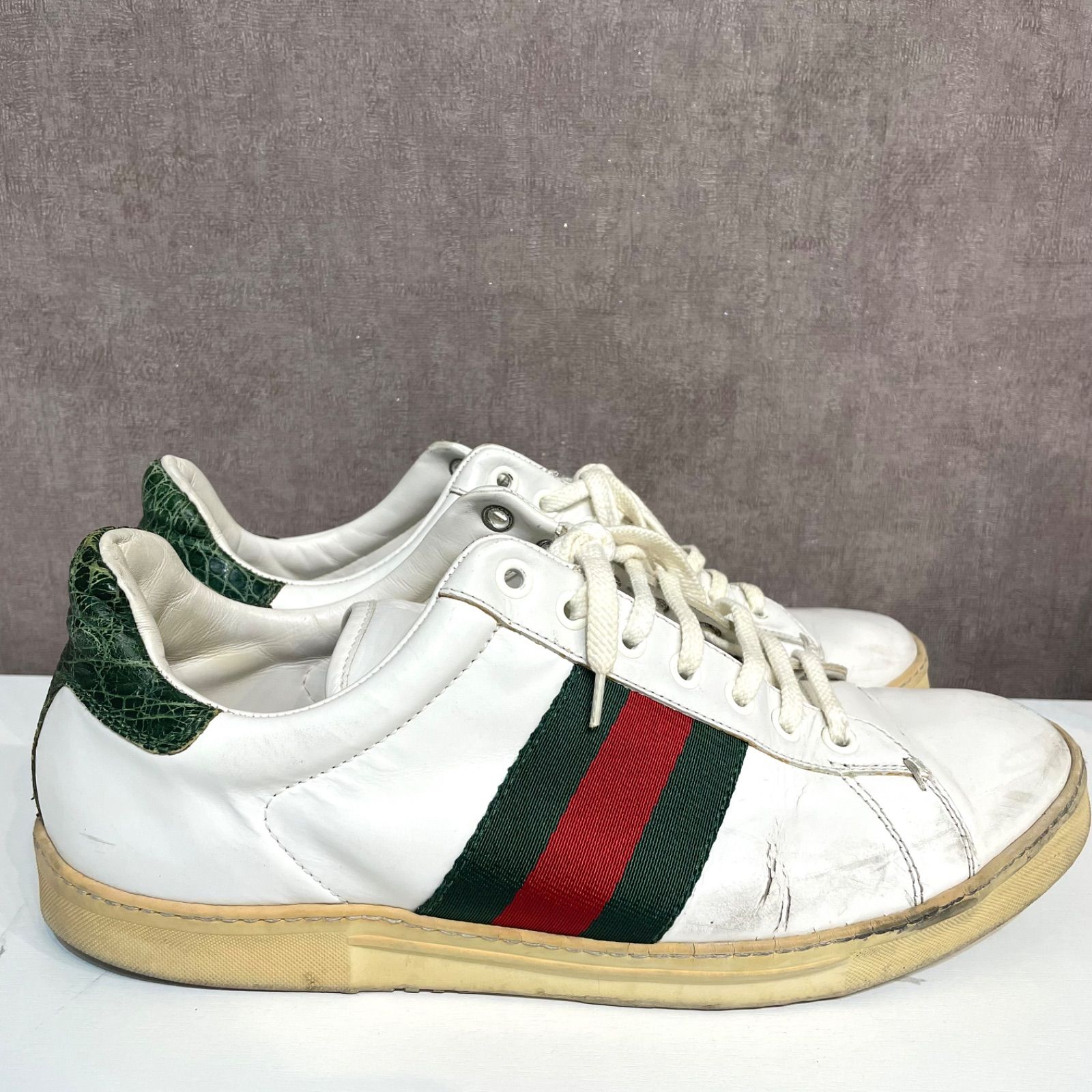 GUCCI グッチ グッチ シェリーライン ヒールクロコ レザースニーカー 