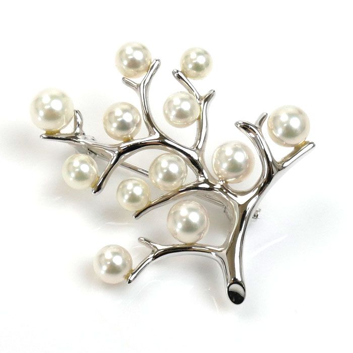 ミキモト MIKIMOTO シルバー パール ブローチ コサージュ 幸福の木 ミキモト MIKIMOTO シルバー パール ブローチ コサージュ 幸福の木