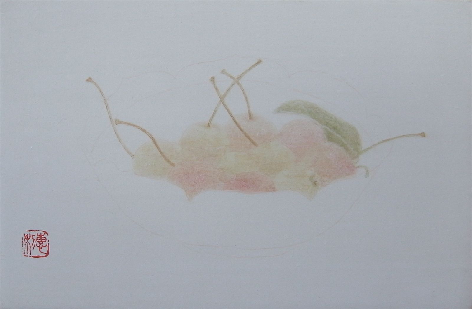 姫りんご｜山中恵利子 額装絵画 一点もの