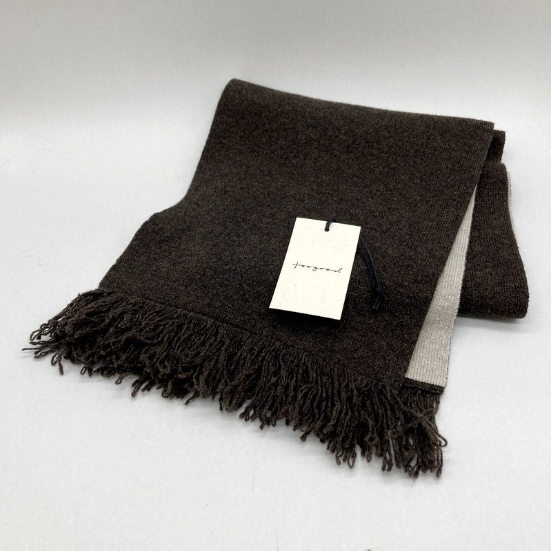 toogood トゥーグッド ストール 羊毛 ラムズウール フリンジ タグ付き マフラー 防寒 プレゼント フリーサイズ ブラウン 服飾小物 B15022◆