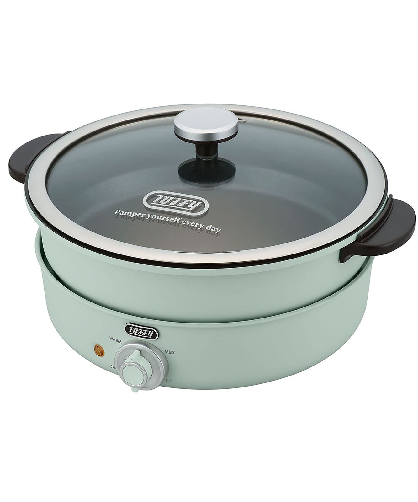 Toffy|トフィー 電気グリル鍋 K-HP2 ペールアクア 鍋･内鍋･たこ焼きプレート 3WAY 煮る 焼く 炊く 蒸す 3.5L 1 200Ｗ高火力 2色鍋 チーズフォンデュ レトロ かわいい K-HP2-PA ペールアクア