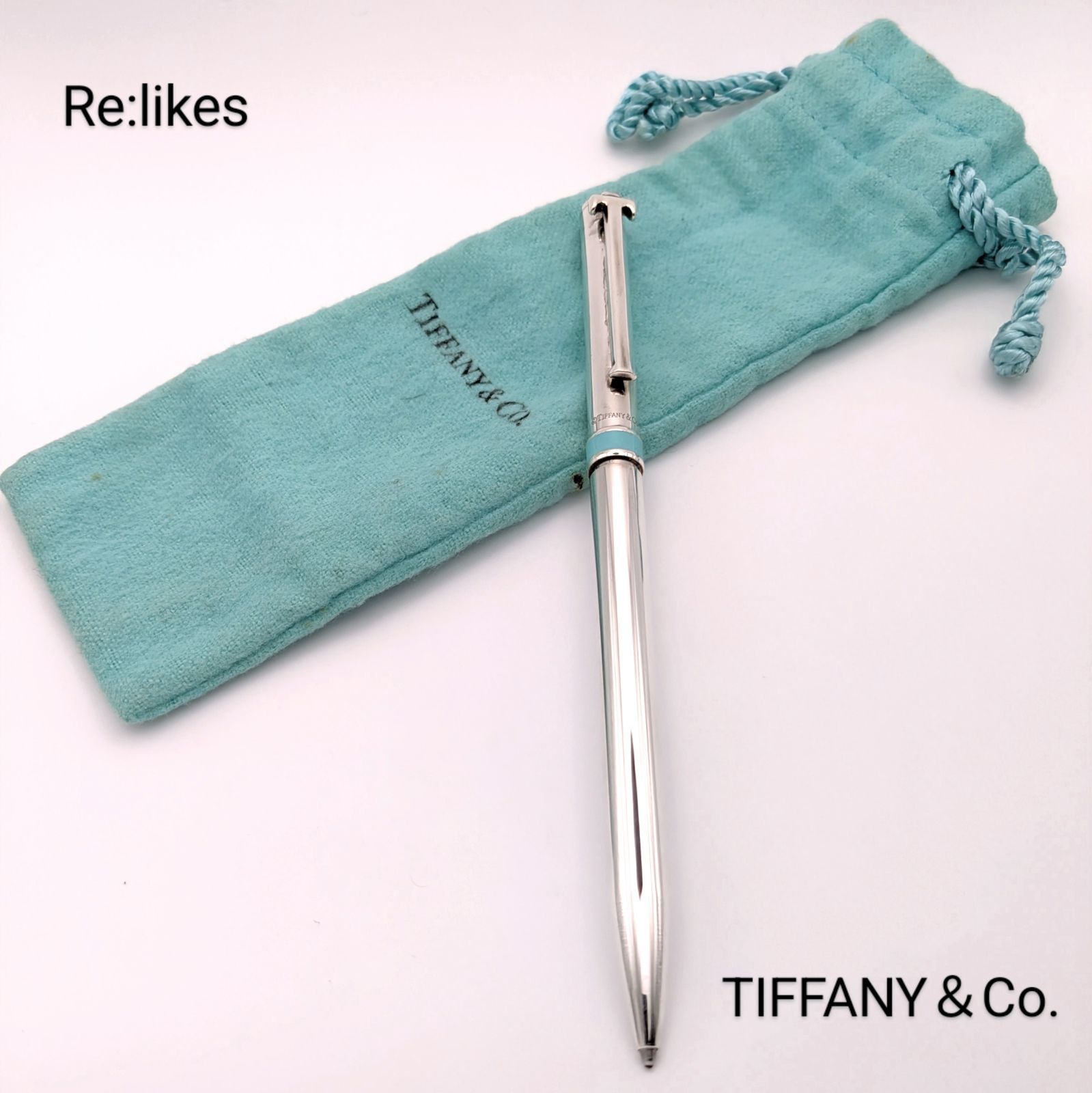 美品Tiffany&Co.ティファニー ブルー ボールペン Tクリップ 925 ギフトにも☆ Tiffany&Co(ティファニー) Tクリップ ボールペン