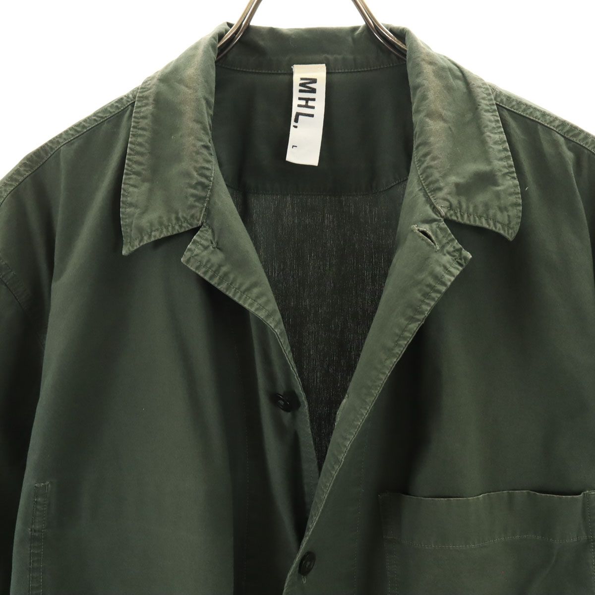 MHLカーキ 半袖ワークシャツ Mサイズ MHL. マーガレットハウエル 半袖シャツ カーキ アースカラー M