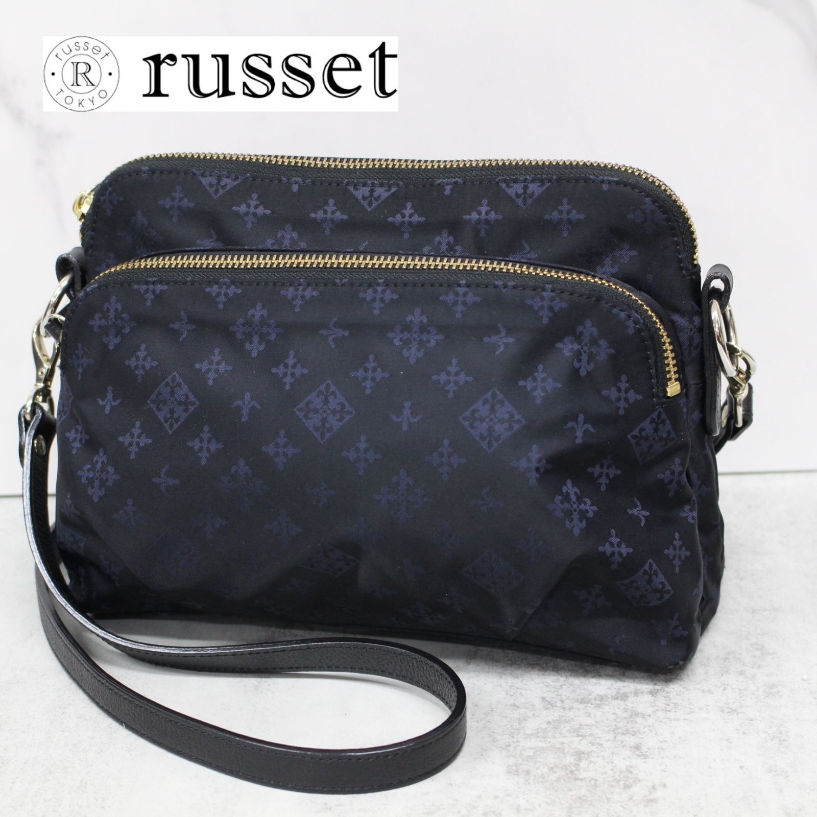 S071)russet トリプルポケットショルダー ブラックネイビー ラシット 