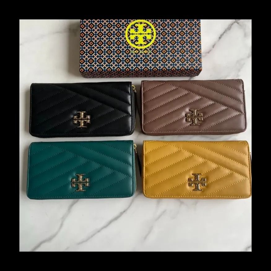 TORY BURCH トリーバーチ キラ シェブロン ジップ コンチネンタル ウォレット 長財布 アウトレット品 ブラック #56605 - メルカリ