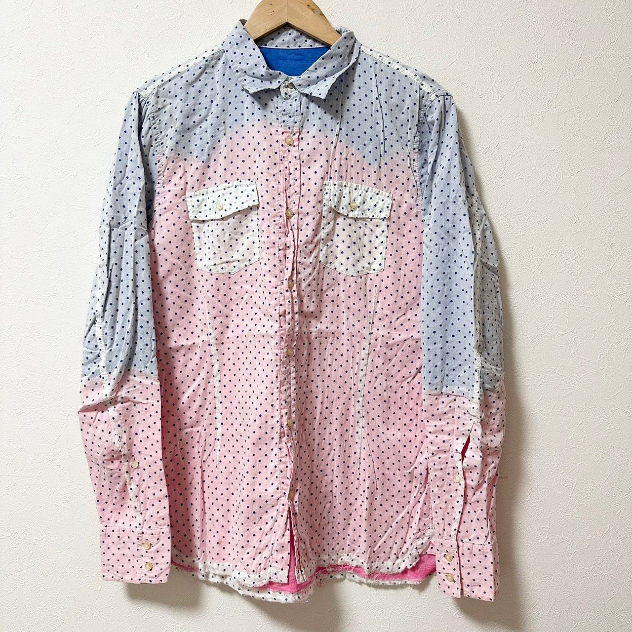 w^)b DIESEL ディーゼル 長袖 シャツ ドット 両胸ポケット