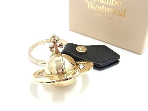 ■新品■未使用■ Vivienne Westwood ヴィヴィアンウエストウッド オーブ キーホルダー バッグチャーム ゴールド系×ブラック系  AL6444