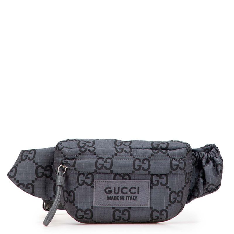 グッチ GGナイロン ウエストバッグ ボディバッグ 767934 グレー レザー エコナイロン メンズ GUCCI 1-0222049