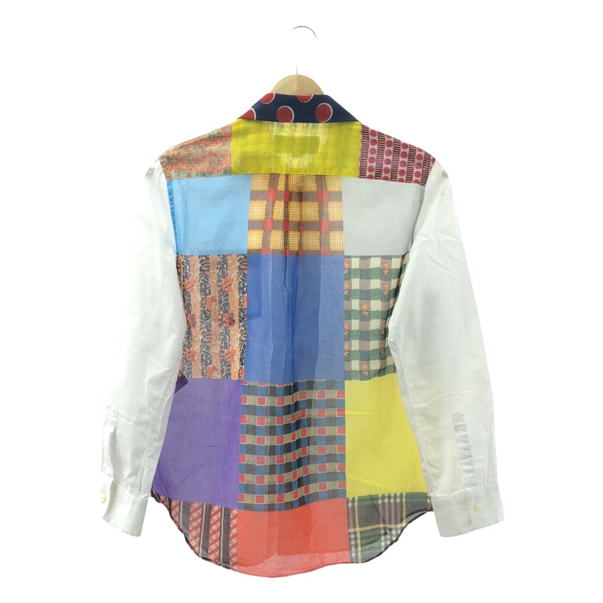 tricot COMME des GARCONS / トリココムデギャルソン | 2019SS | 異素材 切替 丸襟 パッチワーク シャツ ブラウス | M | ホワイト | tricot COMME des GARCONS / トリココムデギャルソン | 2019SS