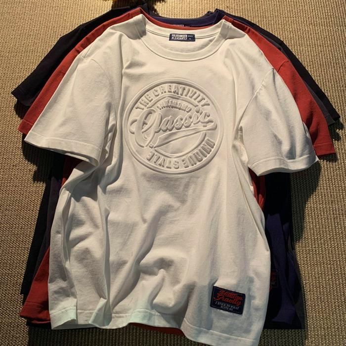エンボス テクスチャ 半袖 Tシャツ 大人カジュアル 大きいサイズ 配色ステッチエンボス加工Tシャツ GEVS. 通販