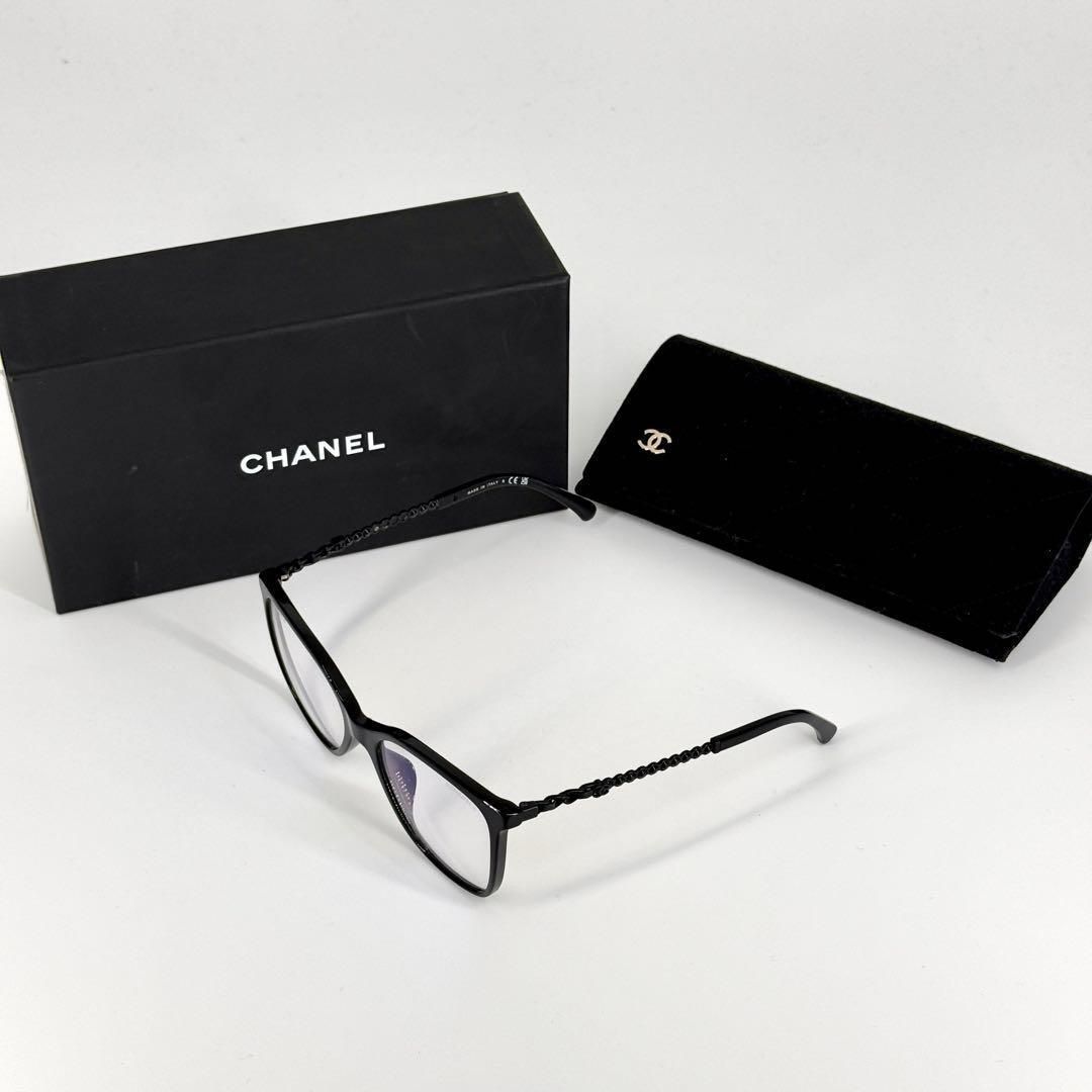 CHANEL サングラス 3441-S-A ココマーク レザー チェーン 黒 CHANEL サングラス 3441-S-A ココマーク レザー チェーン 黒