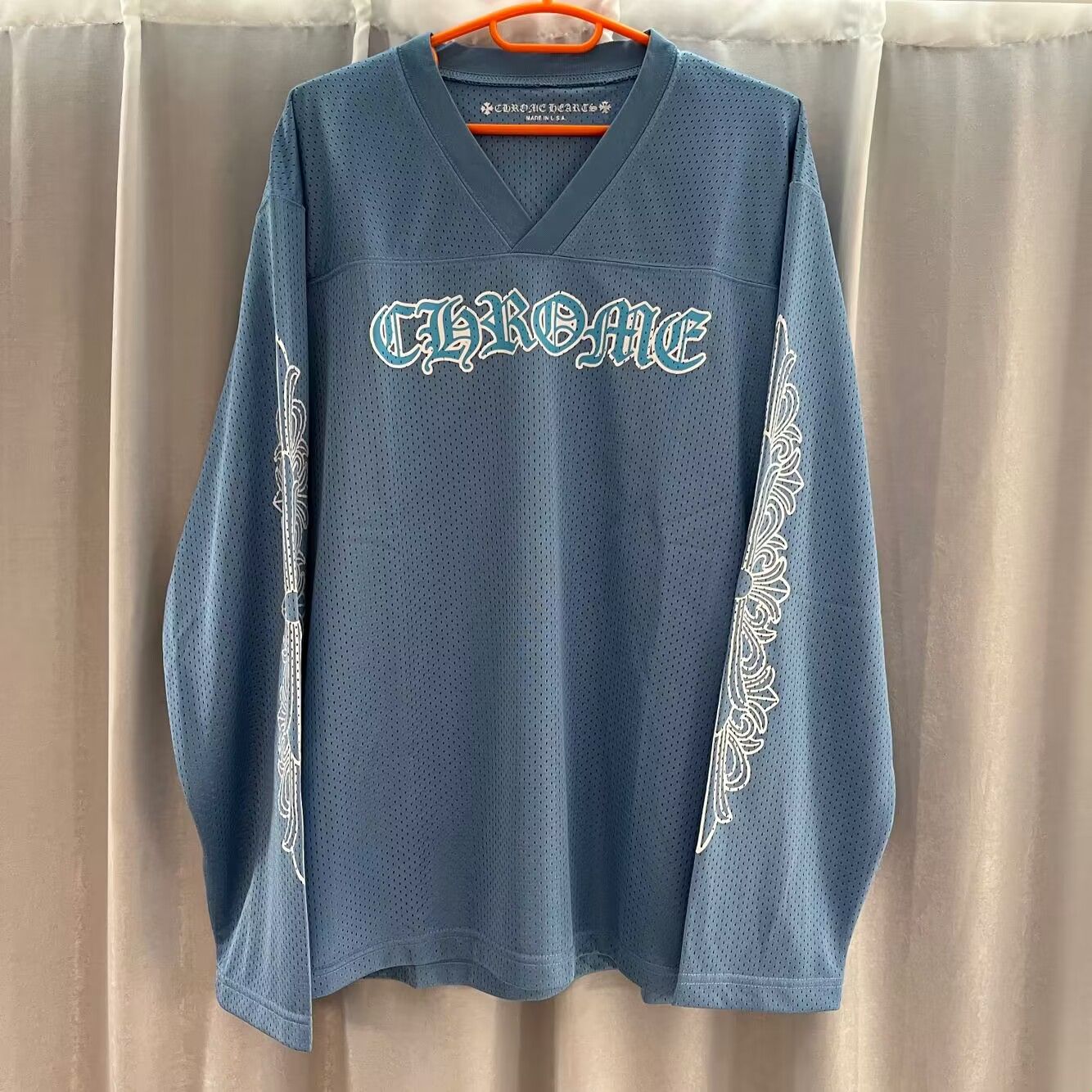 クロムハーツ MESH WARM UP JERSEY CHプリントメッシュ長袖カットソー メンズ