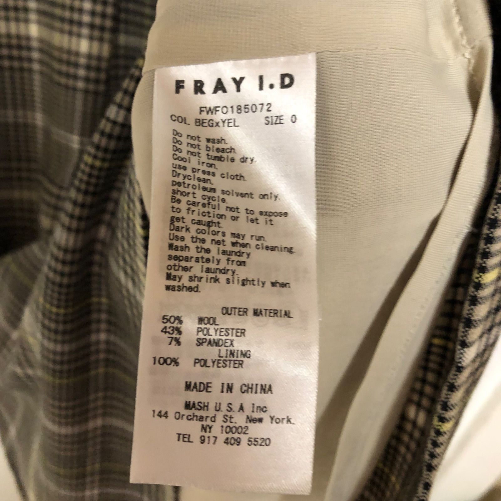 FRAY.ID チェックワンピース FRAY I.Dマドラスチェックセパレート