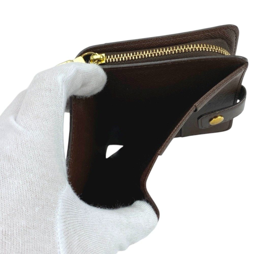 □美品□ ルイヴィトン コンパクトジップ 2つ折り 財布 ダミエ N61668  