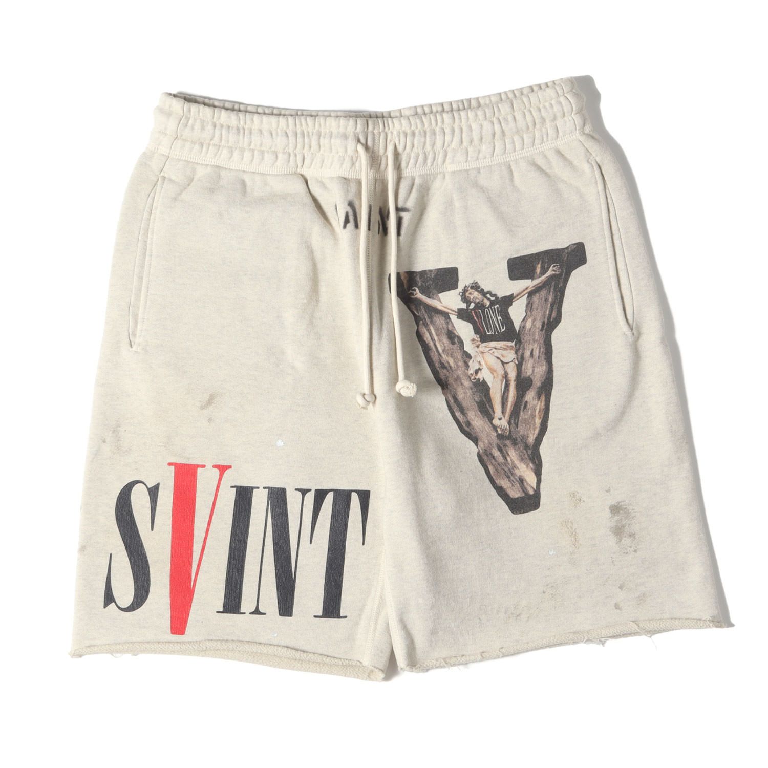 SAINT MICHAEL セントマイケル パンツ サイズ S | 22SS VLONE ヴィンテージ加工 スウェット ショート パンツ SWEAT SHORTS | グレー | ボトムス ショーツ | コラボ メンズ