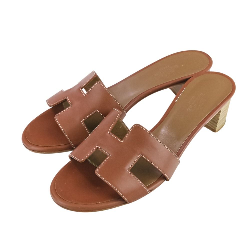 HERMES エルメス オアジス レザー ミュールサンダル サイズ36.5 23.5cm相当 ブラウン レディース 古着