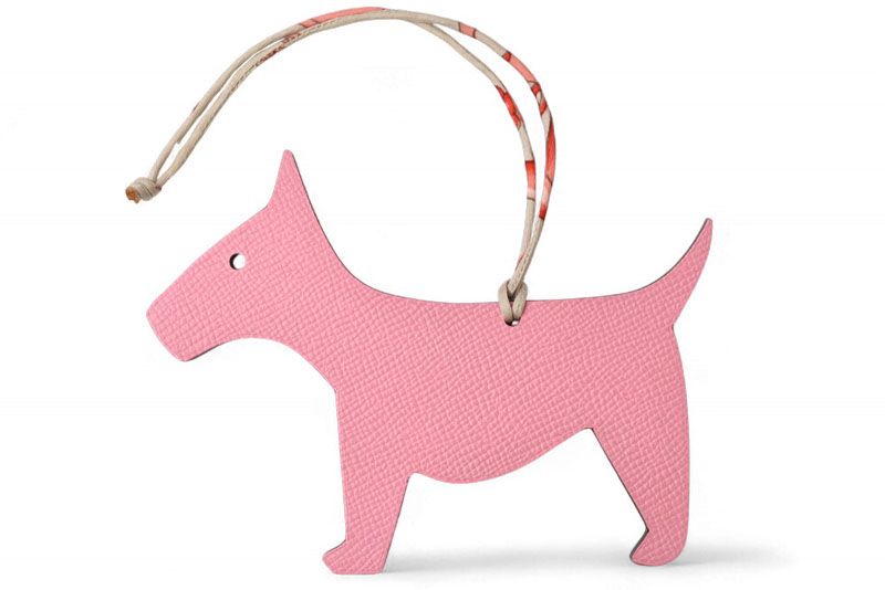 エルメス バッグチャーム|ストラップ HERMES ドッグモチーフ|イヌ プティアッシュ オーナメント ピンク|ボルドー系 ♥