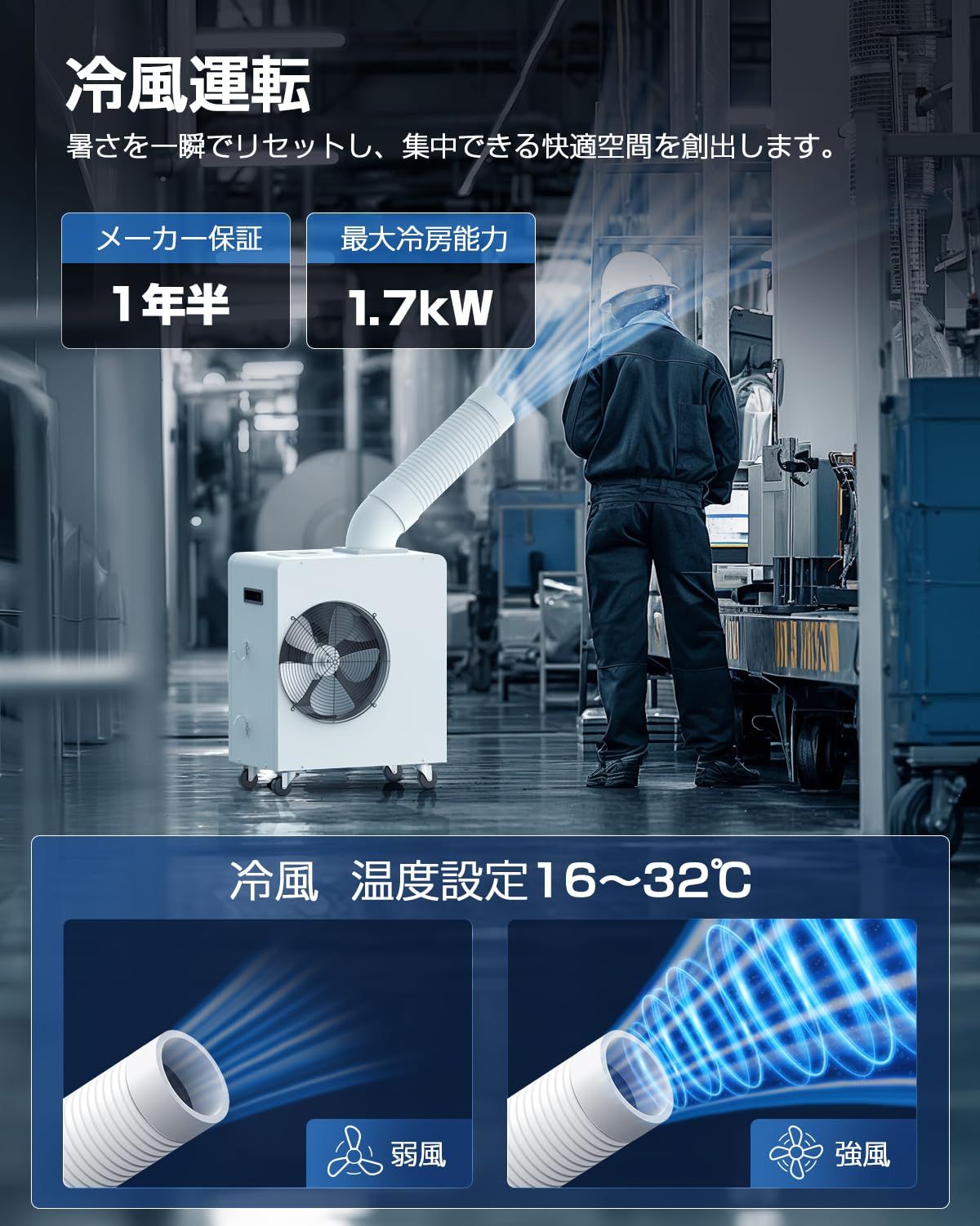 Nayuoo スポットクーラー 家庭用 移動式エアコン 工事不要 2.34KW