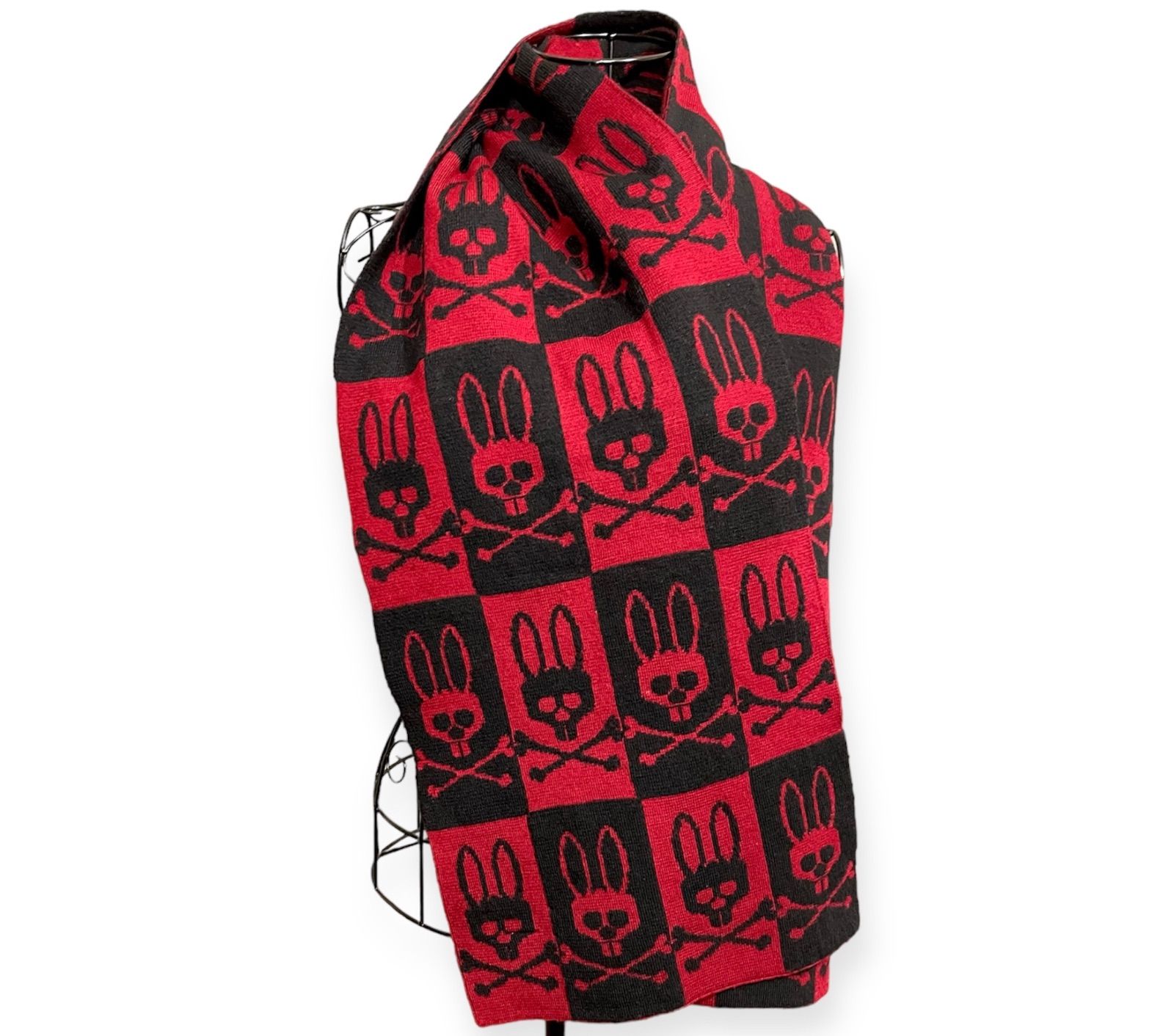 Psycho Bunny カシミヤマフラー スカルデザイン 美品 ユニセックス