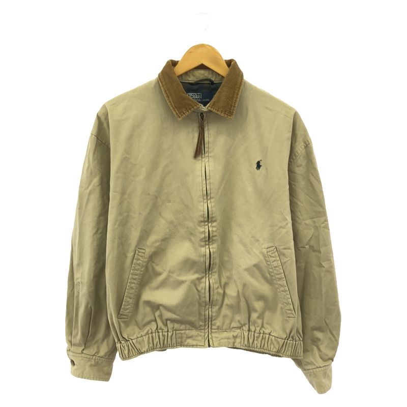 【中古】POLO RALPH LAUREN 襟コーデュロイ スウィングトップ サイズM ベージュ ラルフローレン[19]