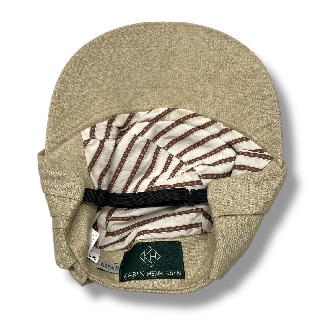KAREN HENRIKSEN カレンヘリクセン リネンキャップ 夏 B8124 Linen Flat Cap: \u0027Jake\u0027 in dark brown stripe \u2014 Karen Henriksen