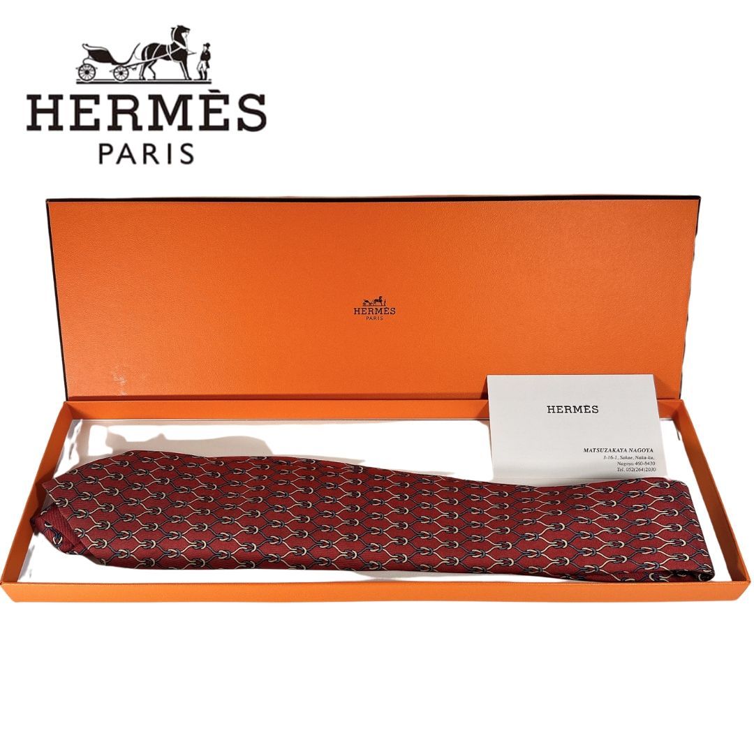 HERMES エルメス フェンス柄 ネクタイ レッド