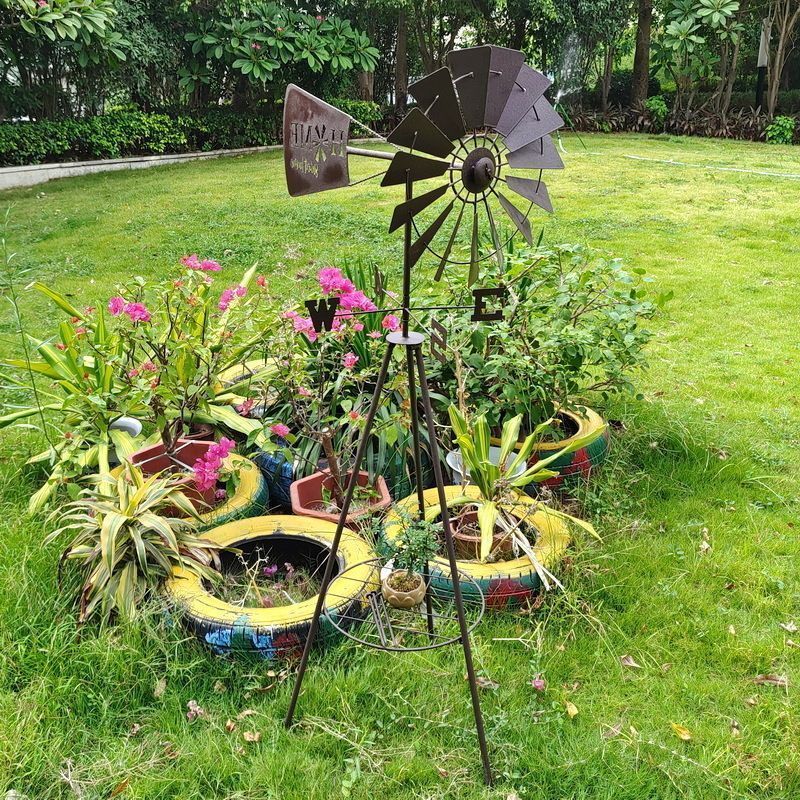 風車スタンド モダン かざぐるま 屋外 庭 芝生 方向指示 植木鉢
