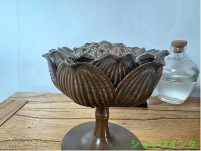 銅 細工 蓮華香炉 茶道具 香道具 装飾品 工芸品 美術品 置物