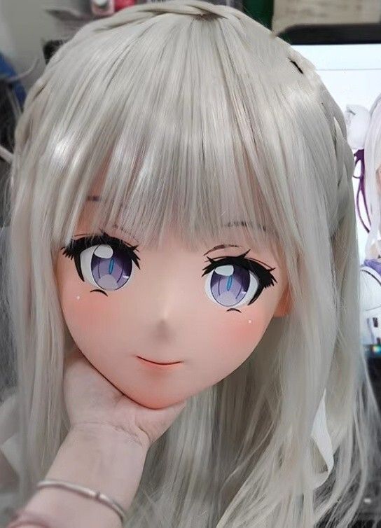 ハーフマスク 眼球付き カツラ付き X 樹脂製 ヘッドロリータ人形