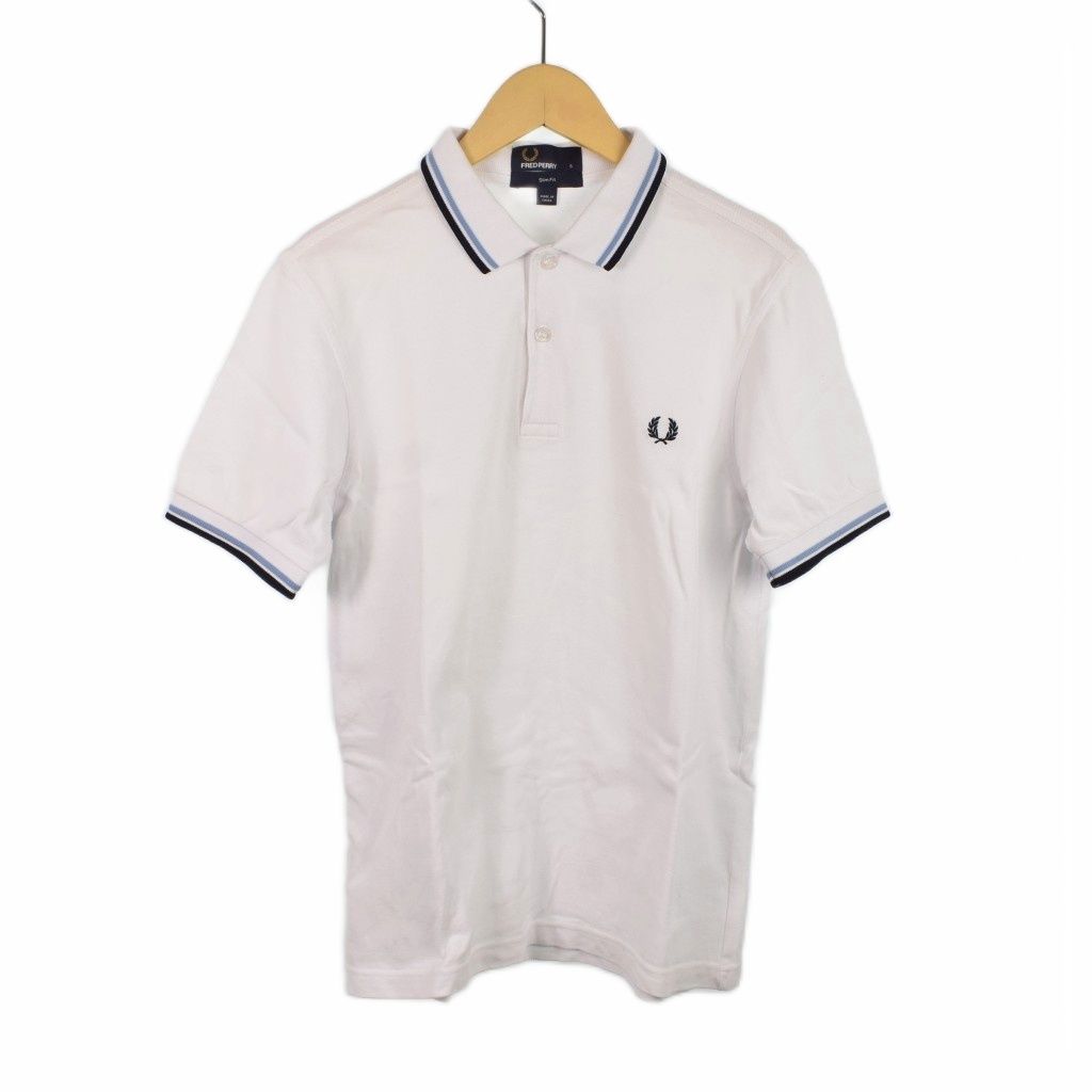 フレッドペリー FRED PERRY ポロシャツ 半袖 ロゴ 刺繍 S 白
