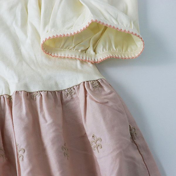 さえら ANLICO アンリコ コットン フラワーレース 切替 刺繍ワンピース