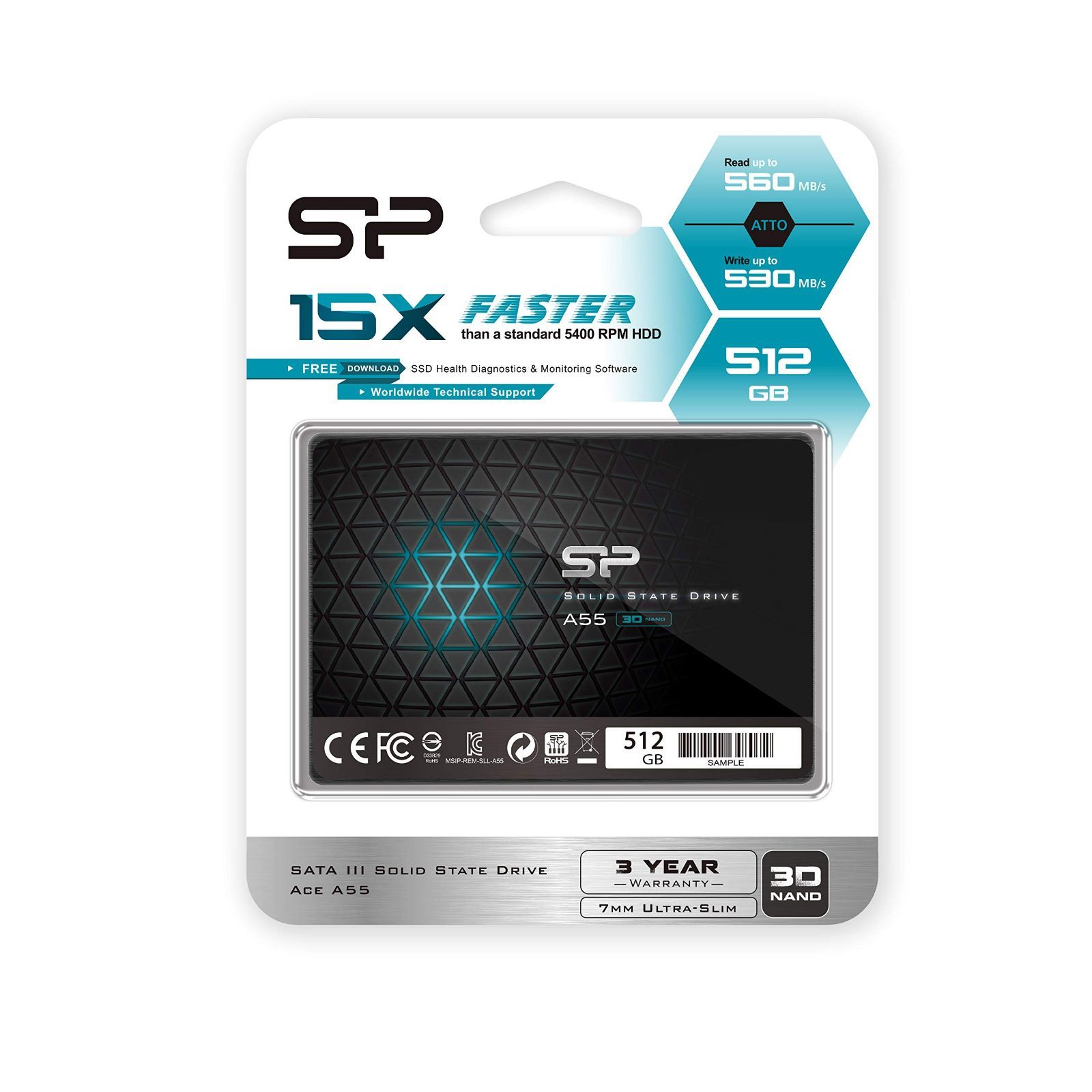 ランキング総合1位 シリコンパワー SSD 256GB 3D NAND採用 SATA3 6Gb s 2.5インチ 7mm PS4動作確認済 3年  A55シリーズ S
