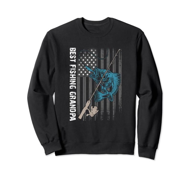 Best Fishing Grandpa アメリカ国旗 釣り竿 フィッシングルアー トレーナー Best Fishing Grandpa アメリカ国旗 釣り竿 フィッシングルアー