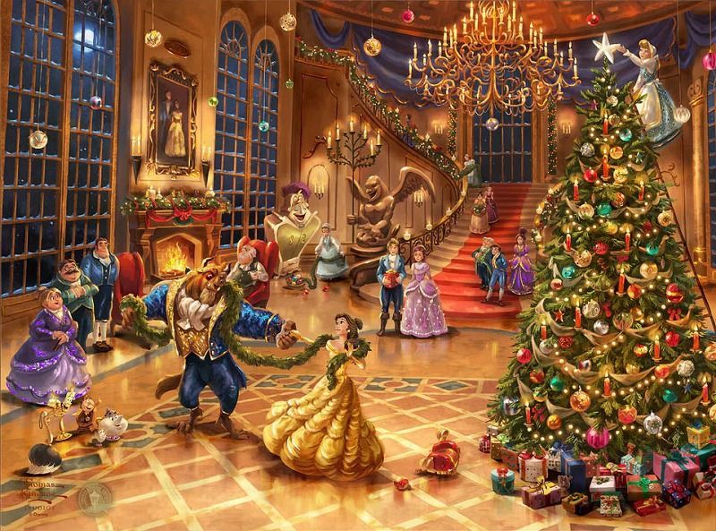 Disney - 値下げ！美女と野獣　クリスマス限定アート　トーマスキンケード作　新品 値下げ！美女と野獣クリスマス限定アートトーマスキンケード作