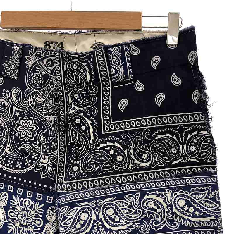 MIYAGIHIDETAKA / ミヤギヒデタカ | × Dickies / ディッキーズ 別注 総柄 ペイズリー バンダナ パッチワーク カットオフ パンツ | 32 | ネイビー/ブルー系 | メンズ MIYAGIHIDETAKA / ミヤギヒデタカ | × Dickies / ディッキーズ 別注 総