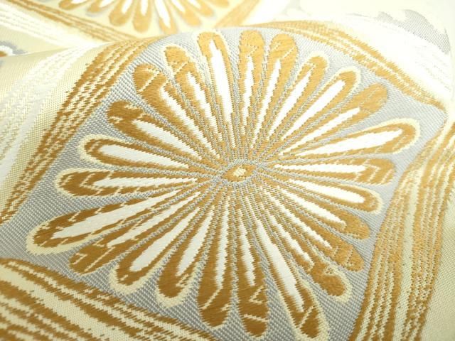 平和屋着物○六通柄袋帯 唐織 道長花菱文 金糸 正絹 逸品 BAAL6070ea