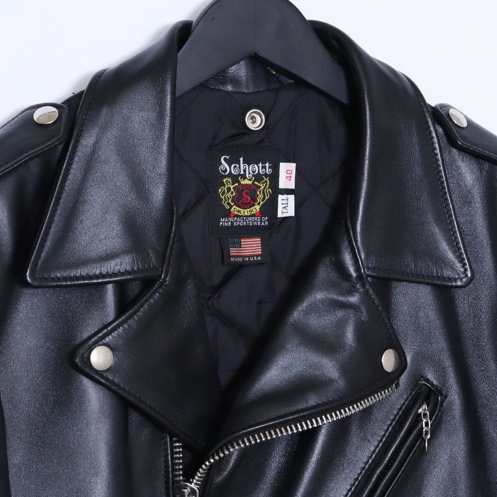 Schott ダブルライダースジャケット TALL 38 ブラック Schott ダブルライダースジャケット TALL 38 ブラック