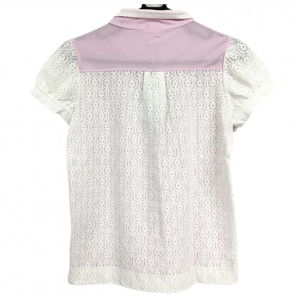 新品】アルチビオ 襟付き半袖シャツ ピンク×白 後レース てんとう虫