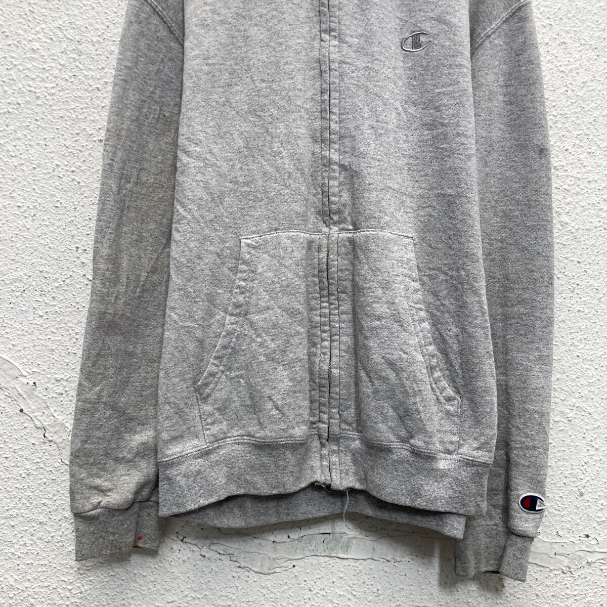 champion プリント スウェット パーカー チャンピオン L グレー キッズ フルジップ 古着卸 アメリカ仕入 a609-6893