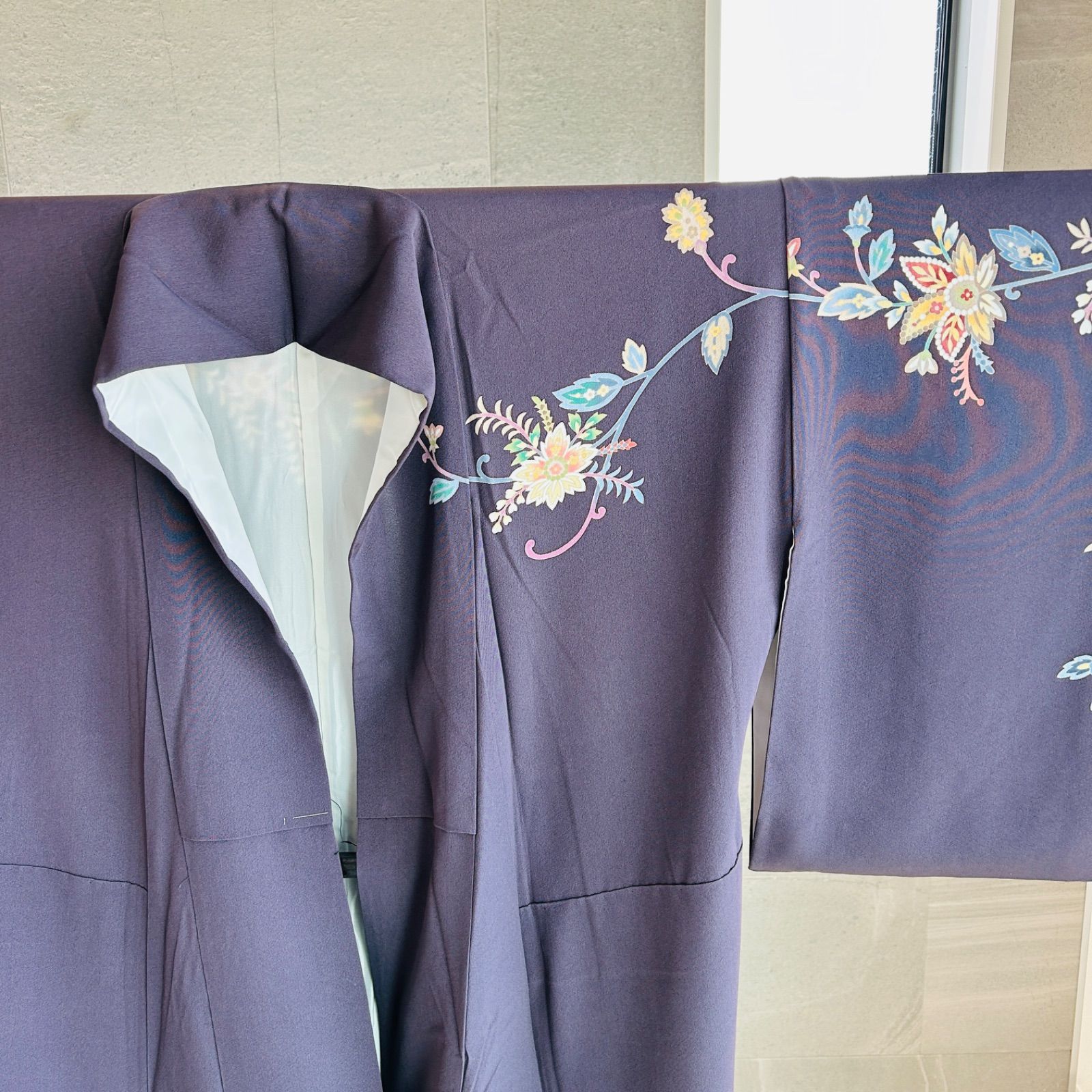 付け下げ 夏紬 紗紬 桔梗 松 菊 芝草 着物 063a d（【楽天市場