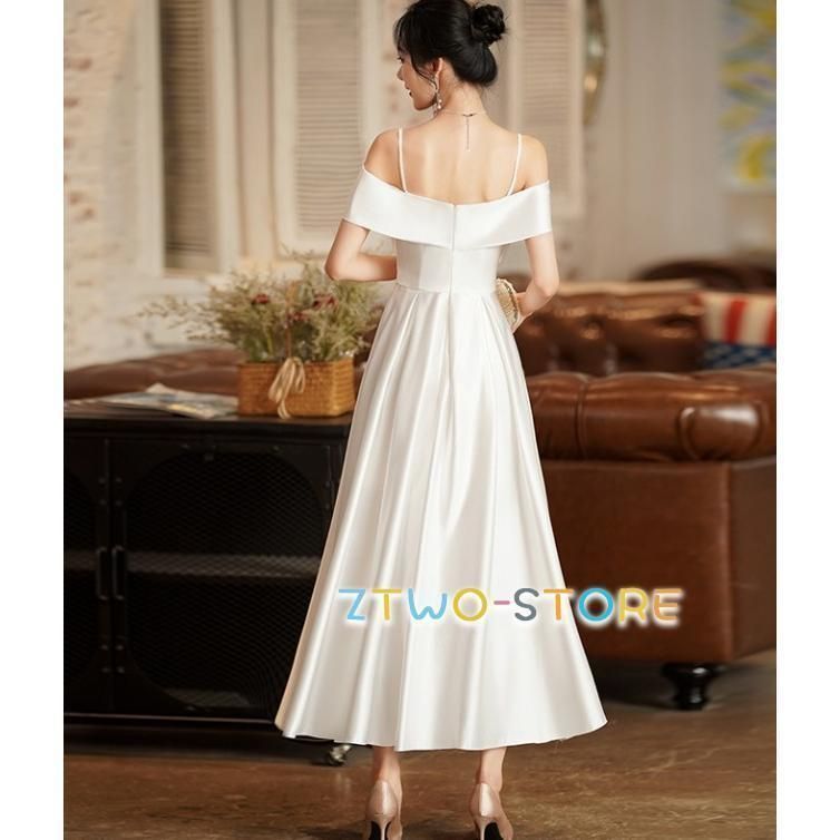 ウェディングドレス 二次会 花嫁ドレス オフショルダー ドレス ロング 大きいサイズ 3L 4L 白 ロングドレス Aライン フ リボン シンプル0218CYB88 登場