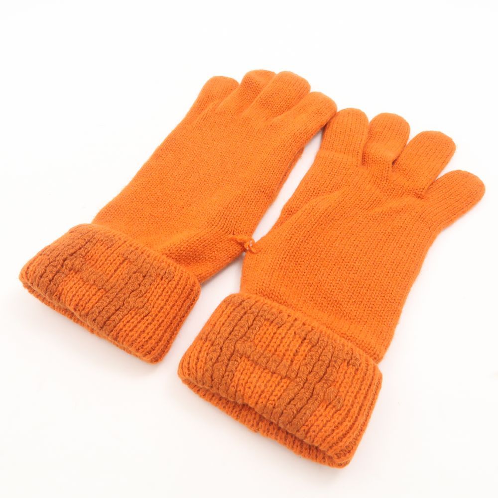 HERMES エルメス FLECHE 手袋 ME カシミヤ100％ Hロゴ グローブ レディース AC1518