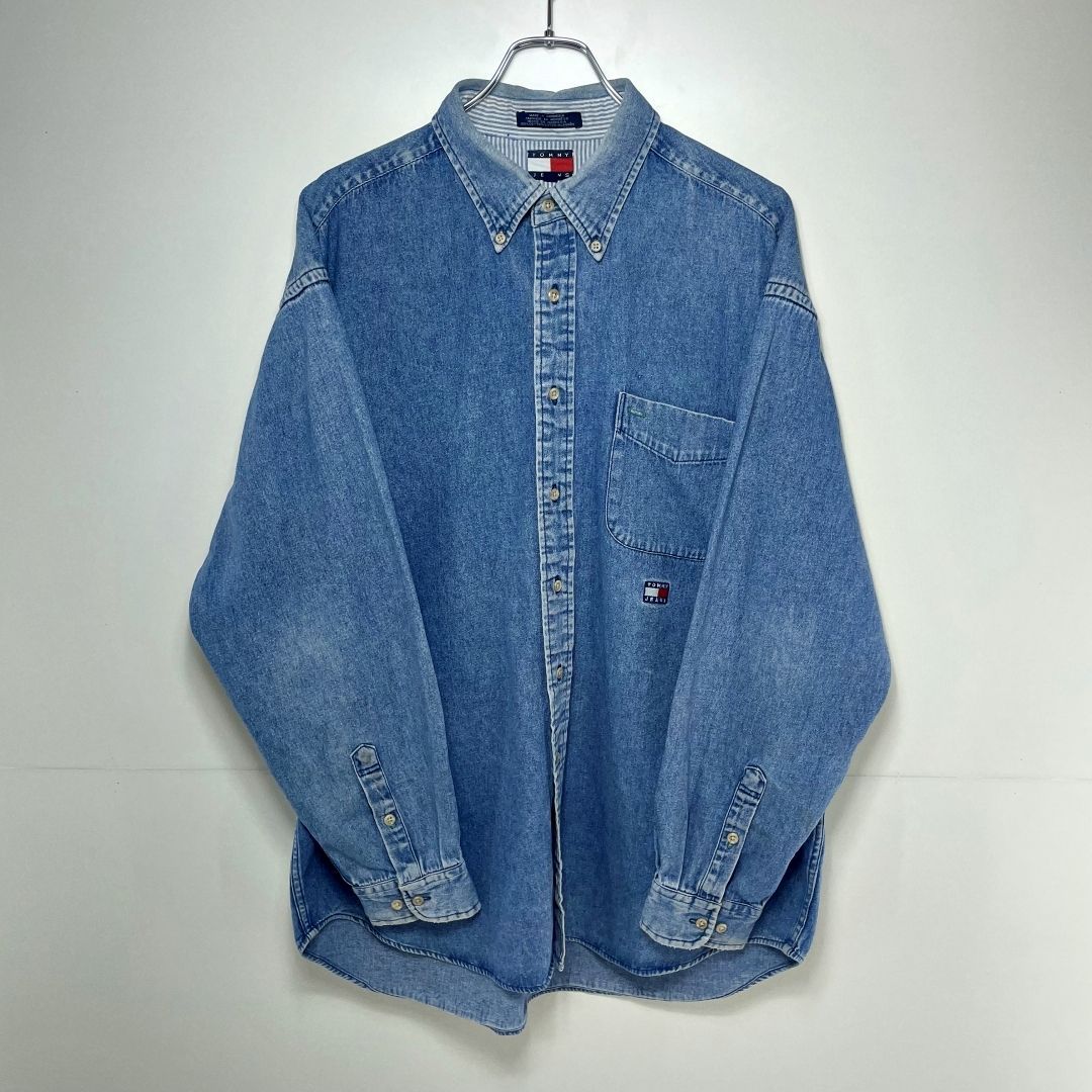 US古着・90s】TOMMY JEANS トミージーンズ デニムシャツ メンズ サイズ