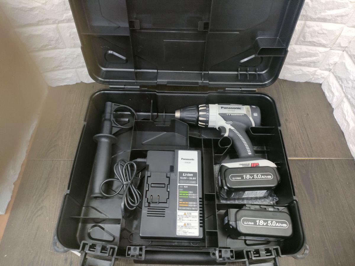 ▽▽ 品 パナソニック EZ7450 充電式ドライバドリル 18V5Ahバッテリ2個 充電器付き フルセット Panasonic